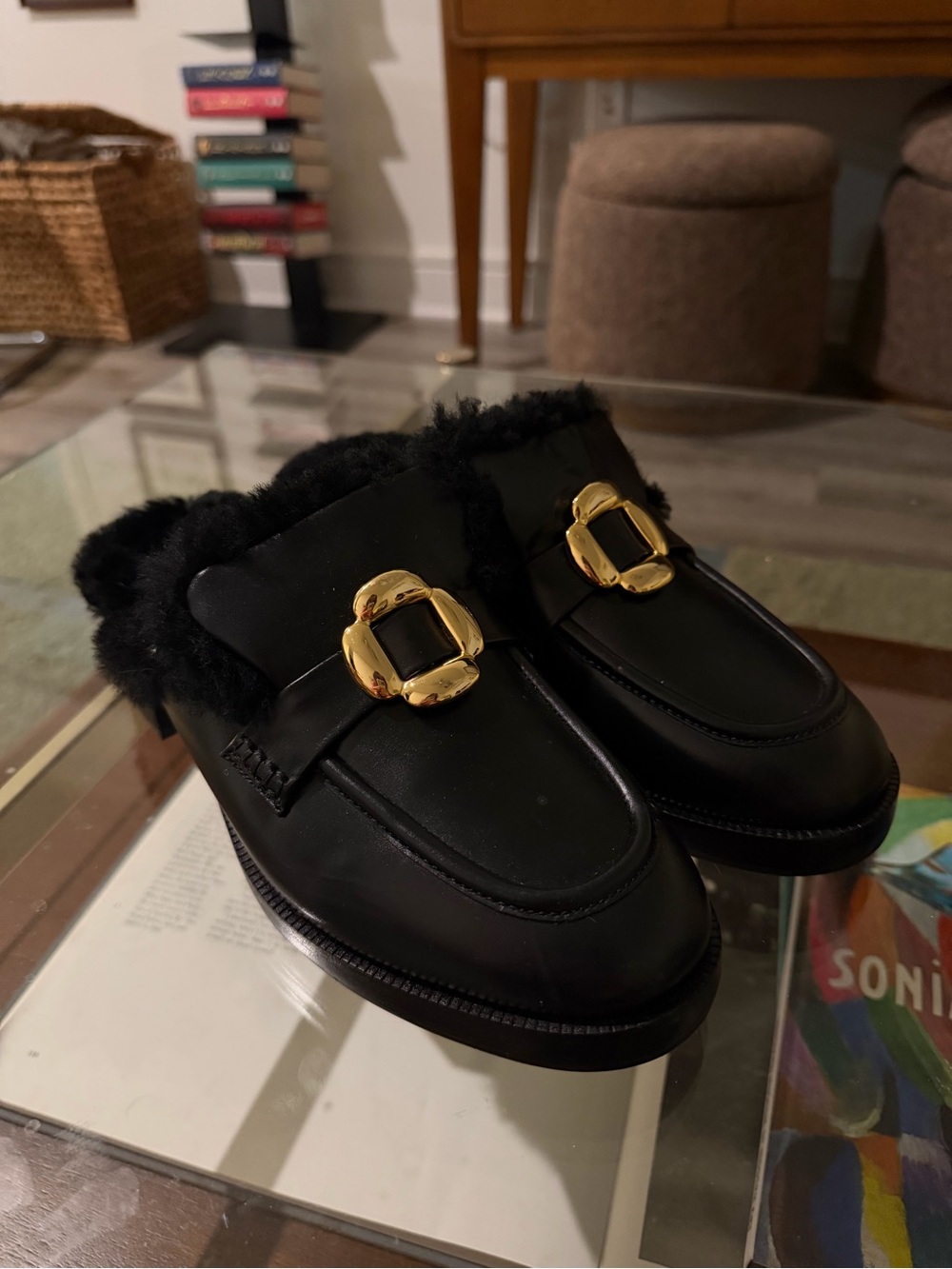 LARROUDE • shearling lined bobbie loafer mules